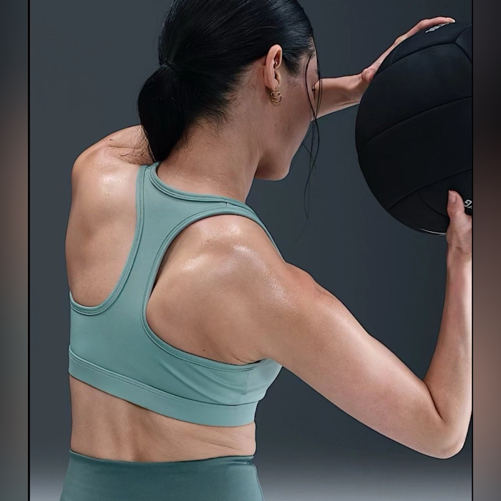 Nike Swoosh Women’s Large Medium Support Padded Racerback Sports Bra In Cannon - Picture 8 of 8